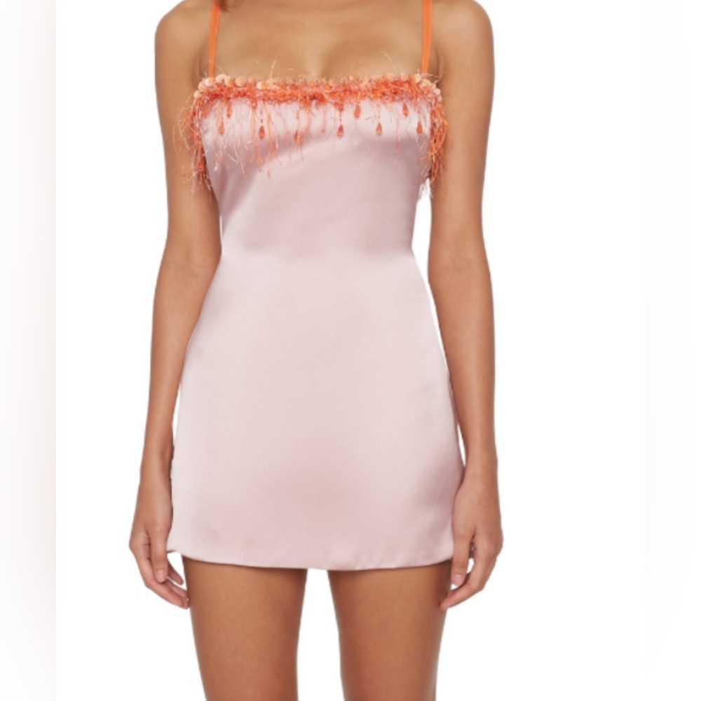 Danielle Guizio Beaded Mini Dress in Blush size SMALL Pink and Orange